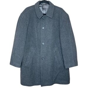Kasper Men's Cashmere Blend Car‎ Coat Charcoal Grey Italian Fabric Size 42 Short